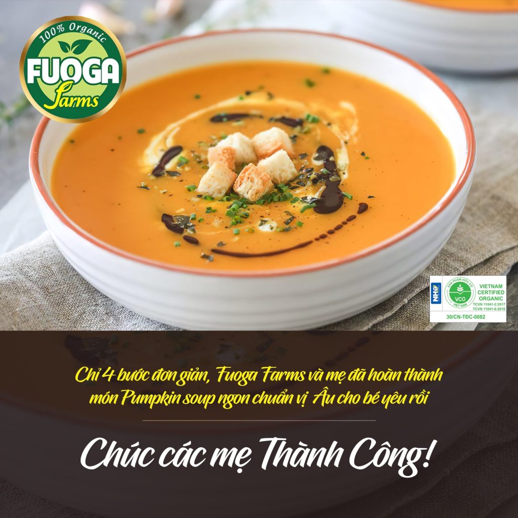 Thành phẩm món soup bí hạt đậu